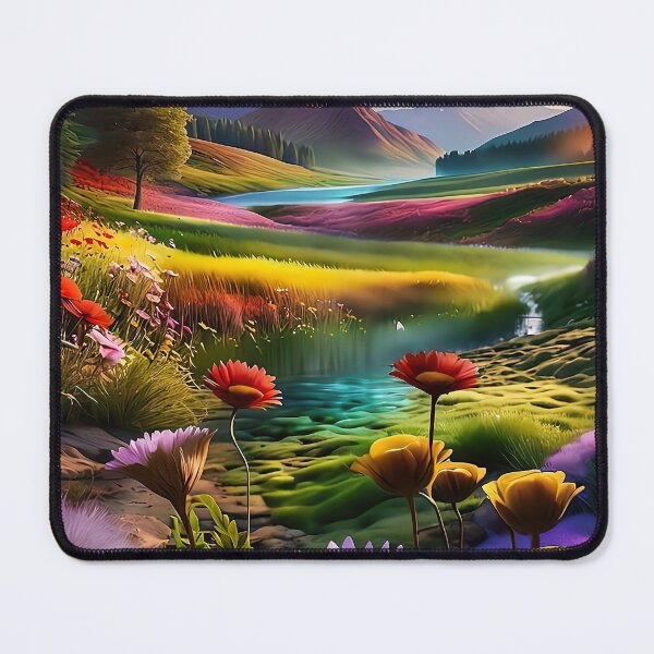 Item preview, Stream running through a flower meadow designed and sold by PixelParadies.