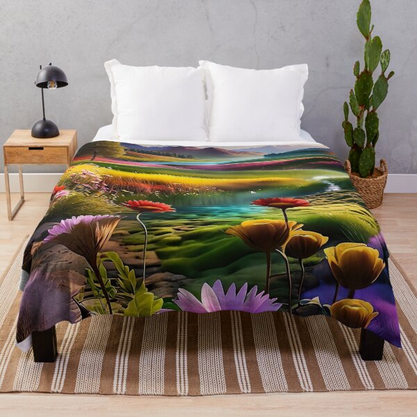 Item preview, Stream running through a flower meadow designed and sold by PixelParadies.