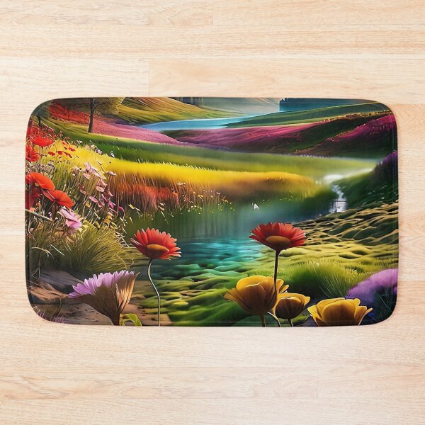 Item preview, Stream running through a flower meadow designed and sold by PixelParadies.