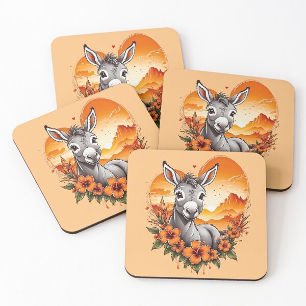 Item preview, Cute Little Donkey Sunset floral retro cartoon design designed and sold by BorgSpareParts.