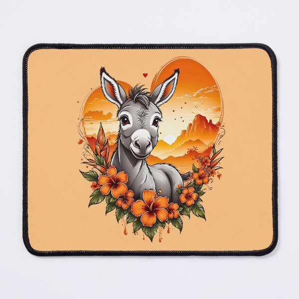 Item preview, Cute Little Donkey Sunset floral retro cartoon design designed and sold by BorgSpareParts.