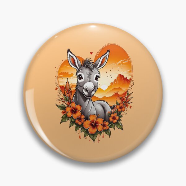 Item preview, Cute Little Donkey Sunset floral retro cartoon design designed and sold by BorgSpareParts.