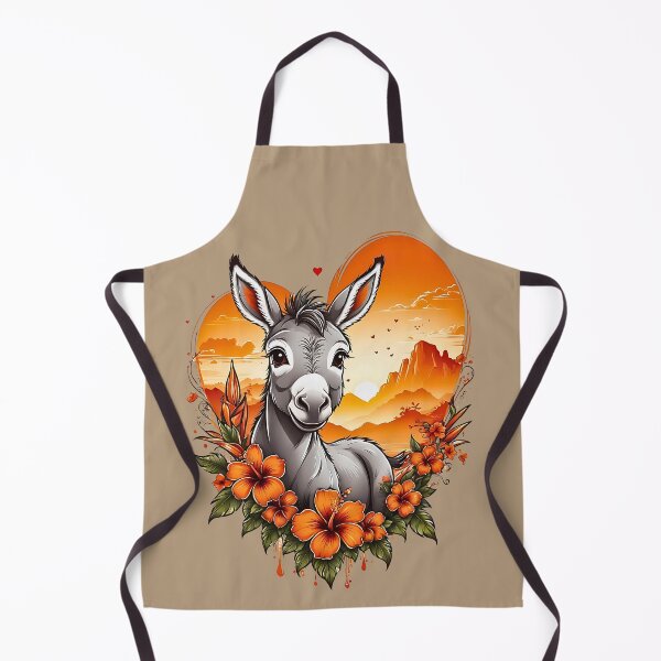 Item preview, Cute Little Donkey Sunset floral retro cartoon design designed and sold by BorgSpareParts.