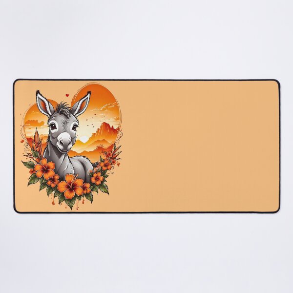 Item preview, Cute Little Donkey Sunset floral retro cartoon design designed and sold by BorgSpareParts.