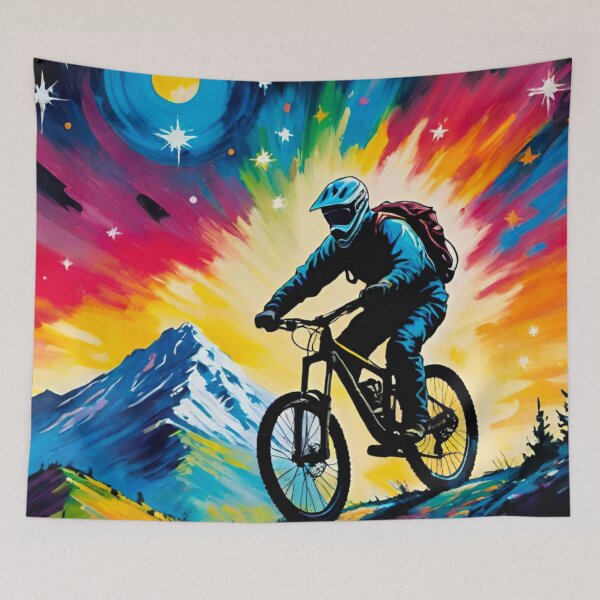 Item preview, Nighttime MTB Racer on Mountainside designed and sold by GrizzlyCollective.