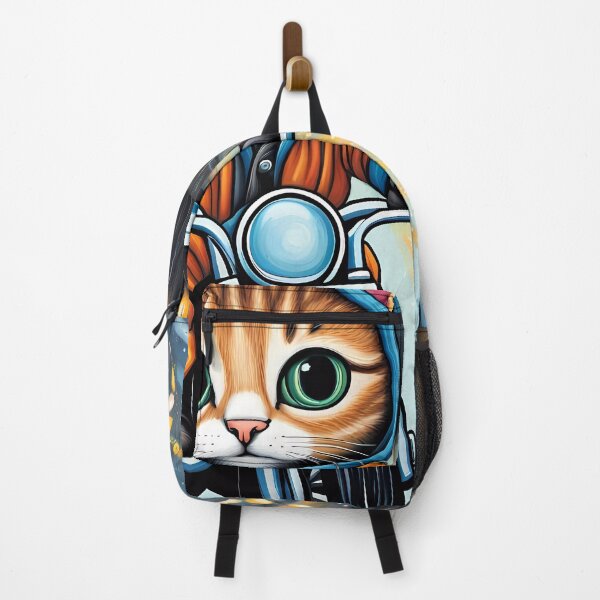 Item preview, Folk Art Kitten riding a motorbike in the rain wearing a hoodie designed and sold by Colin Bentham.