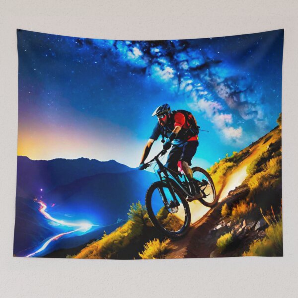 Item preview, MTB Rider Under Northern Lights designed and sold by GrizzlyCollective.