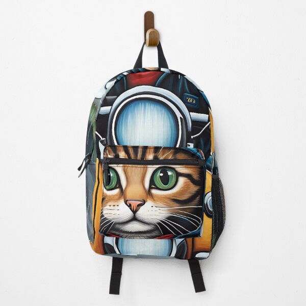 Item preview, Folk Art Kitten riding a motorbike in the rain wearing a hoodie designed and sold by Colin Bentham.