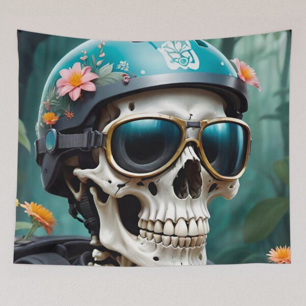 Item preview, Skull in Floral Helmet designed and sold by GrizzlyCollective.