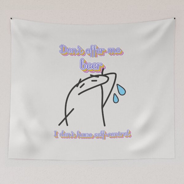 Item preview, Humor illustration of the FLORK meme crying for lack of self-control due to beer designed and sold by StyleFused.