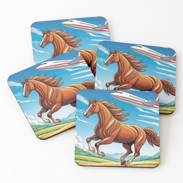 Item preview, Cartoon haflinger horse outruns an airplane designed and sold by OxiSkor.