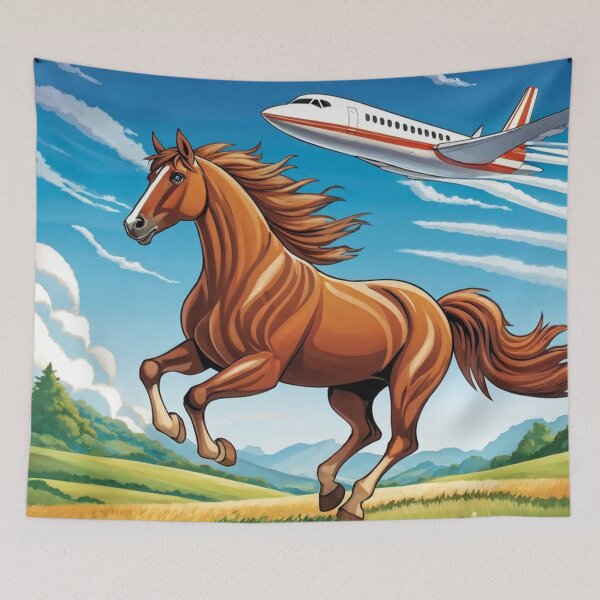 Item preview, Cartoon haflinger horse outruns an airplane designed and sold by OxiSkor.