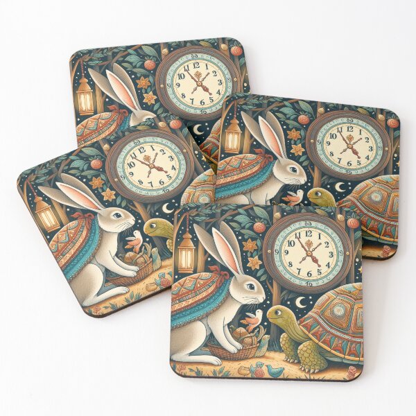 Item preview, Rabbit and turtle in folk art style designed and sold by artoru29.