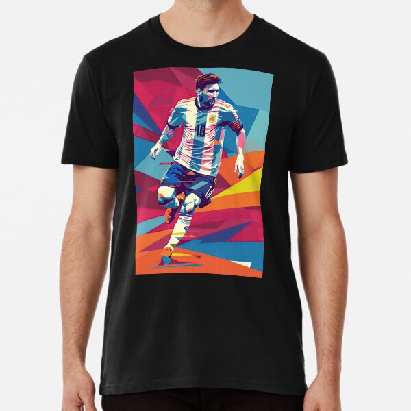 Vista previa del artículo con la obra «Messi en acción Diseño de carteles gráficos.», diseñado y vendido por blackdogshop.