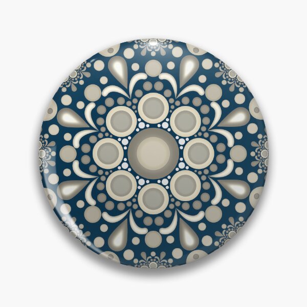 Artikelvorschau, Mandala Design - Blau und Silber/Gold entworfen und verkauft von SquareKeyStudio.