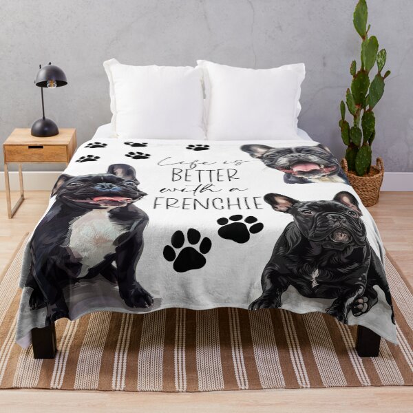 Item preview, Life is better with a Frenchie dog ,  French bulldog quote,  and paw prints designed and sold by Inktown.