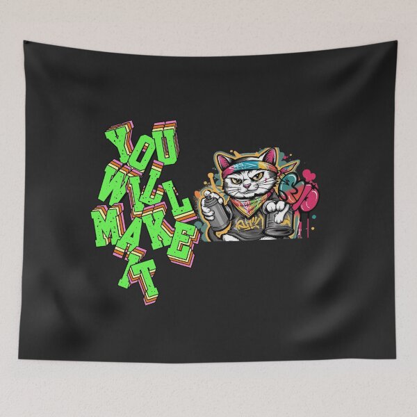 Item preview, Cat dressed in urban style making graffiti with a phrase. Perfect gift designed and sold by StyleFused.