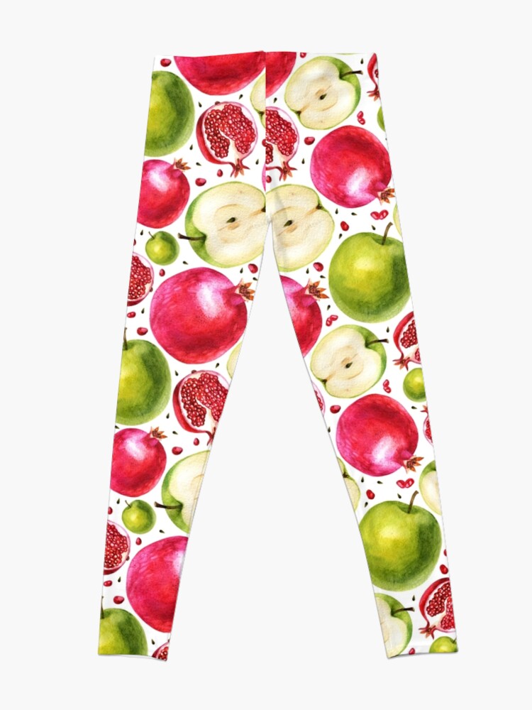 Alternate view of Watercolor pattern. Pomegranate and apple. Leggings