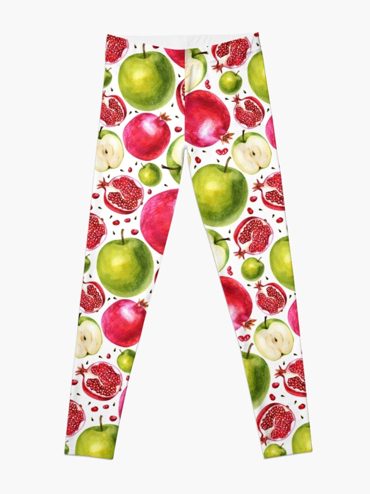Alternate view of Watercolor pattern. Pomegranate and apple. Leggings