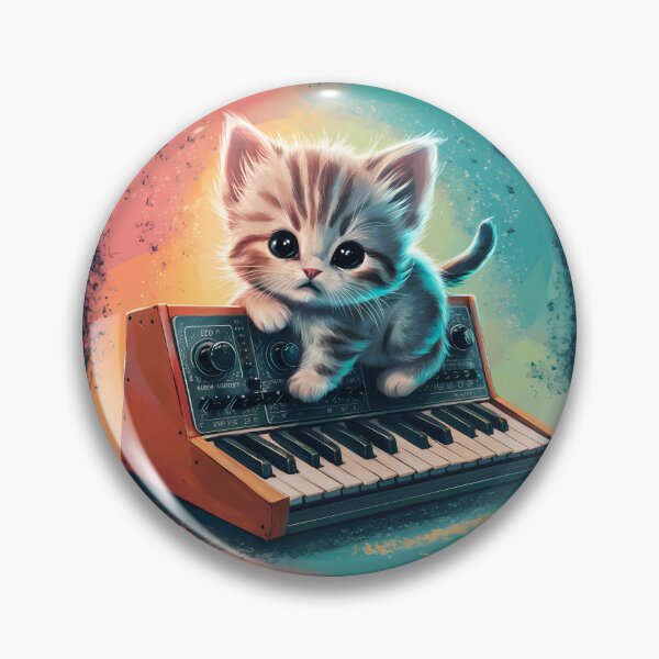 Item preview, cat and vintage analog synthesizer designed and sold by Adrian-merch.