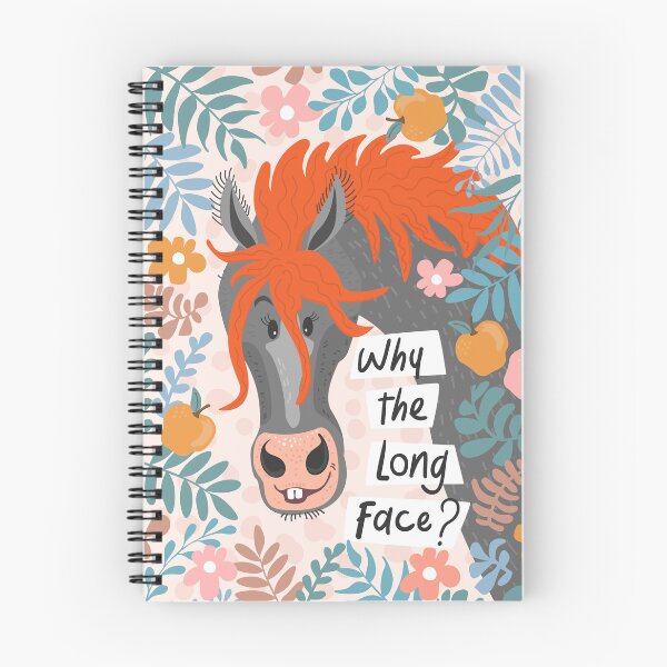 Item preview, why the long face- cute funny horse portrait in flowers- uplifting cheering up illustration designed and sold by artgeige.