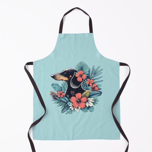 Item preview, Cute dachshund silhouette and colorful tropical flowers, dachshund lovers, gift for dachshund lovers designed and sold by Collagedream.