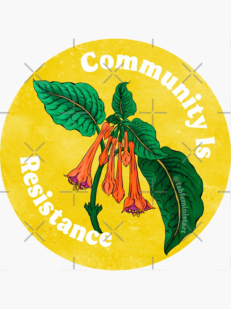 Thumbnail 3 of 3, Sticker, Community Is Resistance designed and sold by fabfeminist.