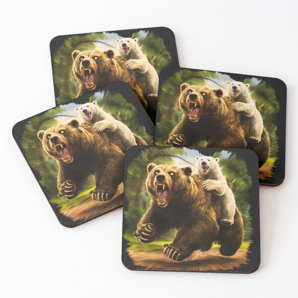 Item preview, White little bear rides a rabid bear  designed and sold by AnimalsDH305.