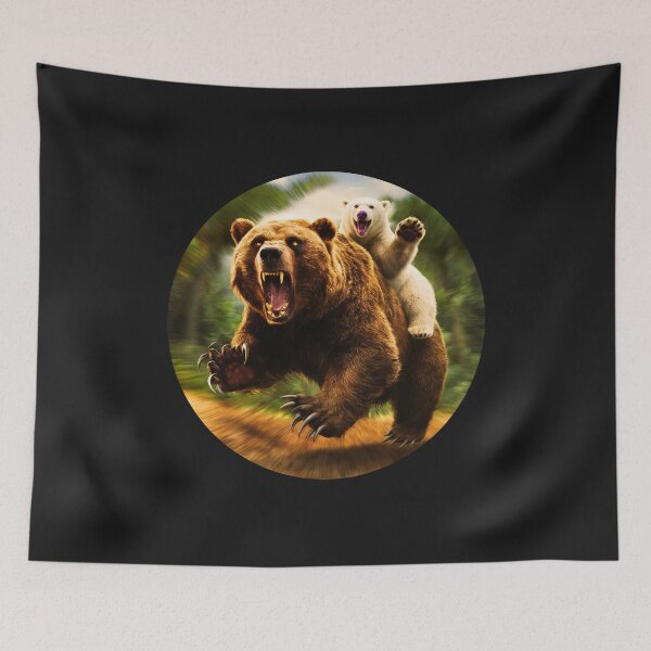 Item preview, White little bear rides a rabid bear  designed and sold by AnimalsDH305.