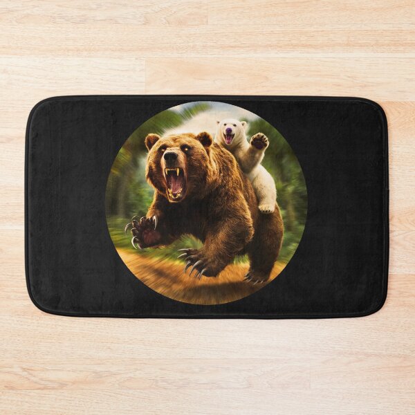 Item preview, White little bear rides a rabid bear  designed and sold by AnimalsDH305.