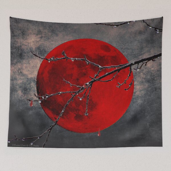 Item preview, Modern Blood Red Moon Rain Gothic Decor A175 designed and sold by byNicol.