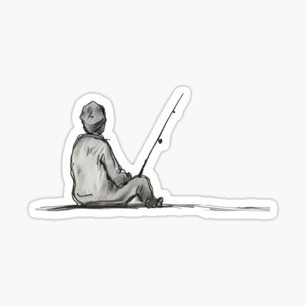 Item preview, Hand-Drawn Lonely Fisherman designed and sold by BoldImpDes.