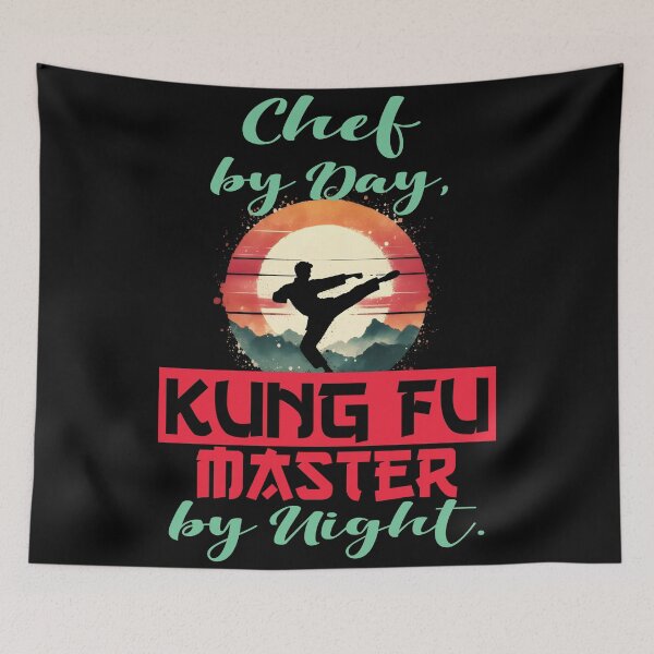 Item preview, Vintage Kung Fu Master & Chef Dual Life | T-Shirt Design | designed and sold by TheInkyOwl-TIO.