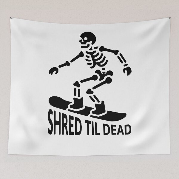 Item preview, Shred Til Dead! Black And White Snowboarding Skeleton designed and sold by PMCreative.