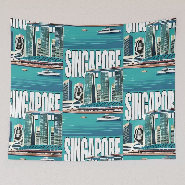 Item preview, Singapore Skyline Illustration Travel Art designed and sold by jessephotoart.