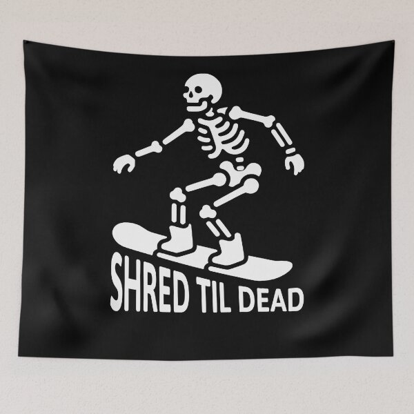 Item preview, Shred Til Dead! White And Black Snowboarding Skeleton designed and sold by PMCreative.