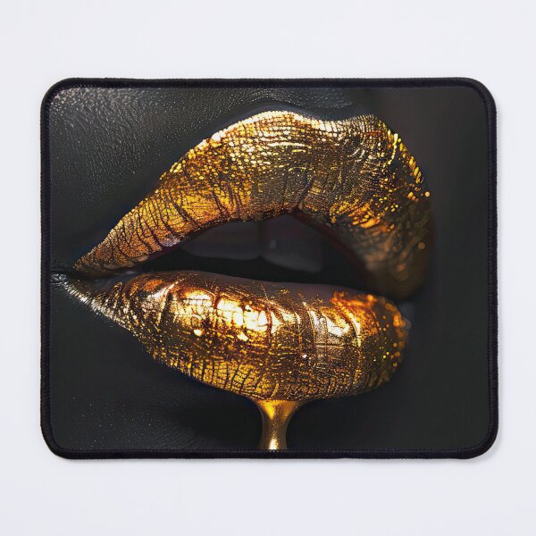 Item preview, Glittering golden lips on black background designed and sold by Jerhus.