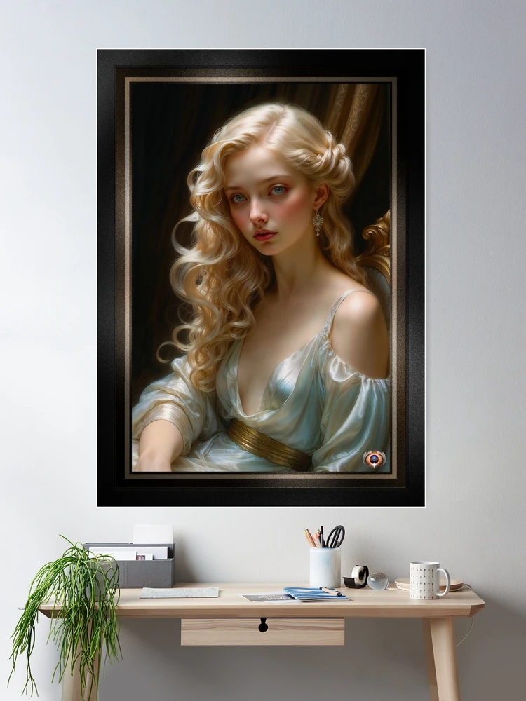 Her Graceful Beauty AI Concept Art Stunning Portrait by Xzendor7 Wall Decor Poster Art Print