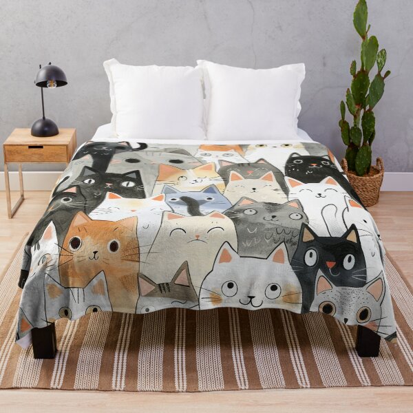 Item preview, Simple cute cats pattern funny cats art illustrated watercolor designed and sold by Inktown.