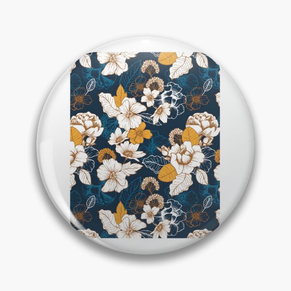 Item preview, 429 Navy And Gold Peony And Blossom Seamless Pattern	 designed and sold by xfdmbgkaiz39.