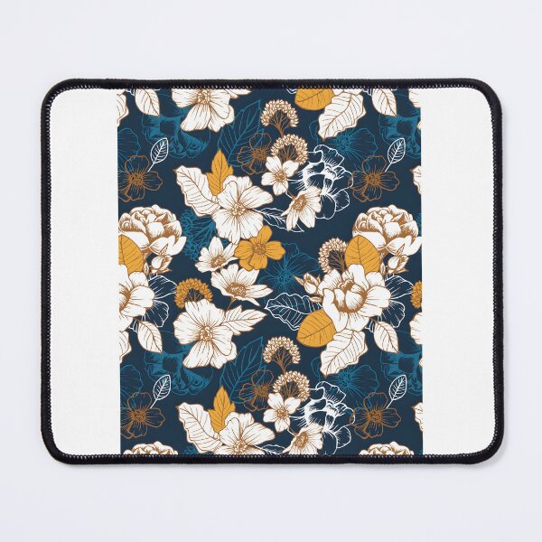 Item preview, 429 Navy And Gold Peony And Blossom Seamless Pattern	 designed and sold by xfdmbgkaiz39.