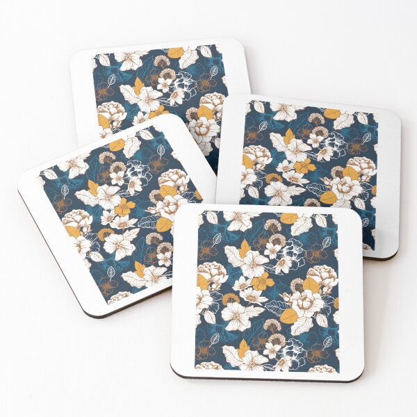 Item preview, 429 Navy And Gold Peony And Blossom Seamless Pattern	 designed and sold by xfdmbgkaiz39.