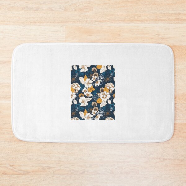 Item preview, 429 Navy And Gold Peony And Blossom Seamless Pattern	 designed and sold by xfdmbgkaiz39.