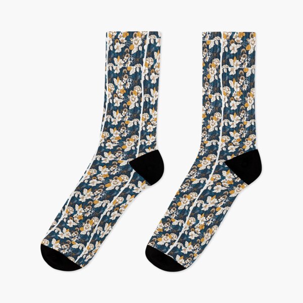 Item preview, 429 Navy And Gold Peony And Blossom Seamless Pattern	 designed and sold by xfdmbgkaiz39.