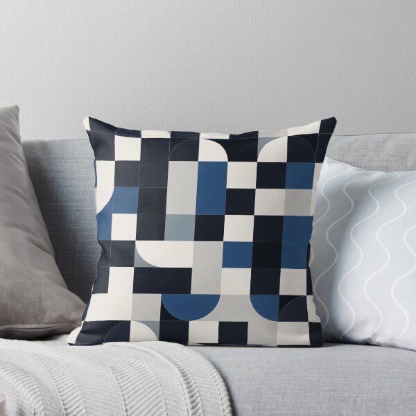 Item preview, Abstract Block Pattern in Navy Blue, White and Grey v1 designed and sold by BuzzworthyShop.
