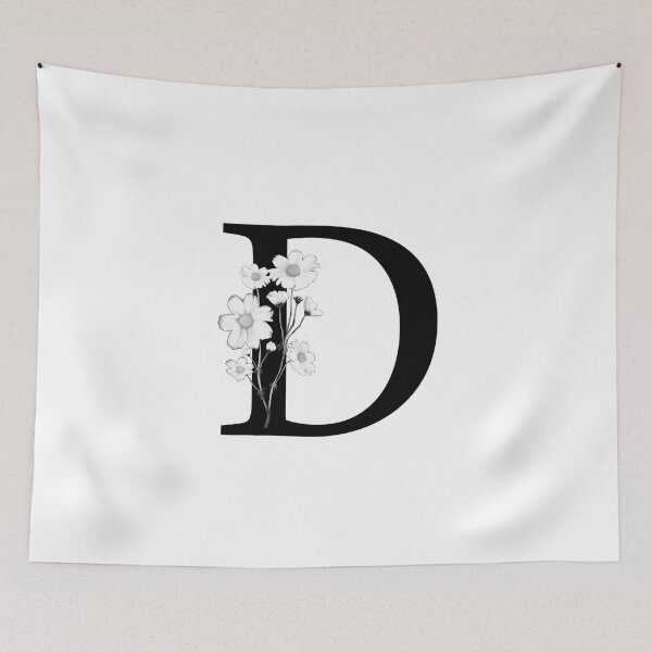 Item preview, Black Letter D Monogram with Flowers designed and sold by To the Lua.