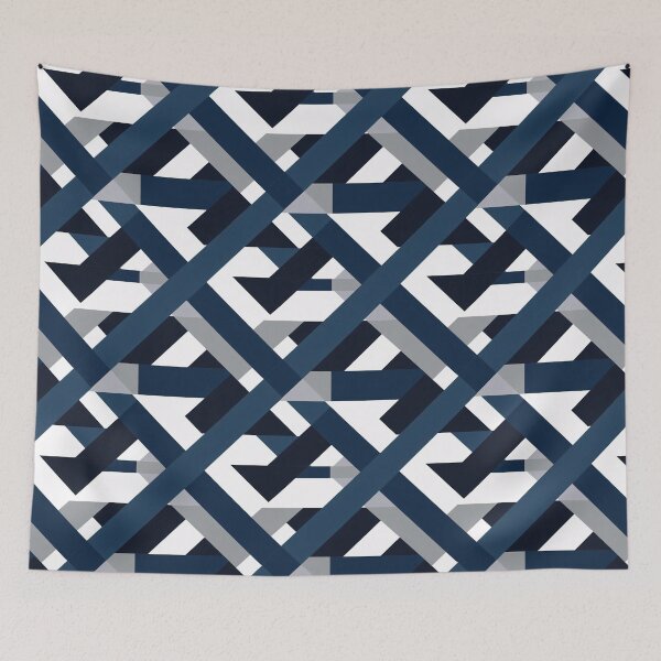 Item preview, Abstract Stripe Weave Pattern in Navy Blue, Grey and White v1 designed and sold by BuzzworthyShop.