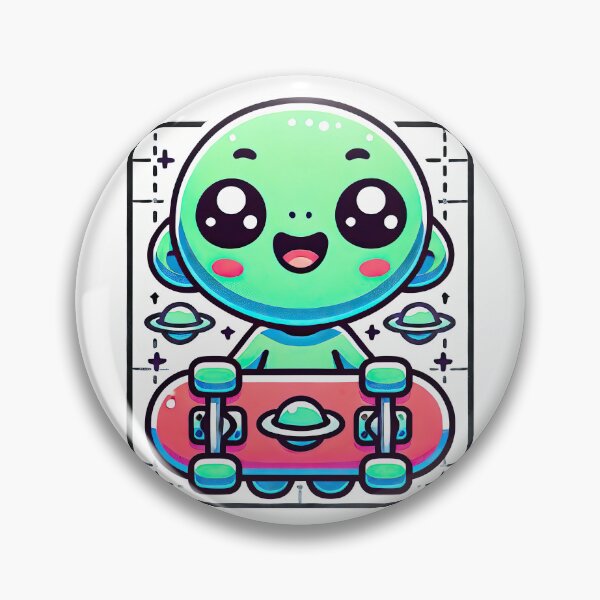 Item preview, Cute Kawaii Alien Skateboarding Fun Illustration designed and sold by KawaiiCherryPie.