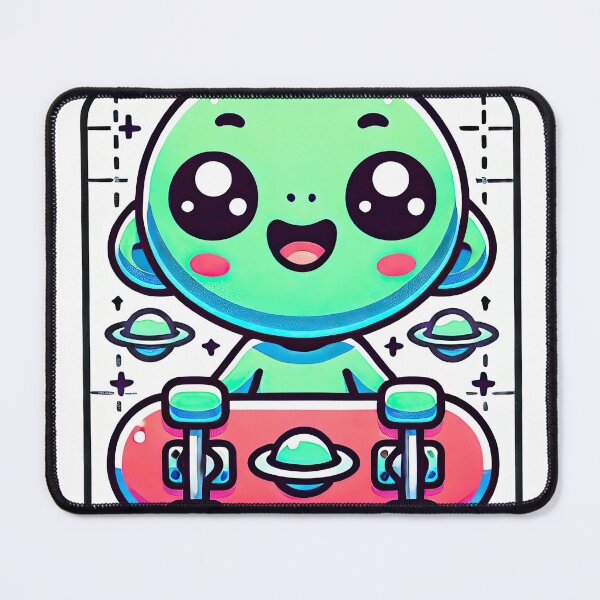 Item preview, Cute Kawaii Alien Skateboarding Fun Illustration designed and sold by KawaiiCherryPie.