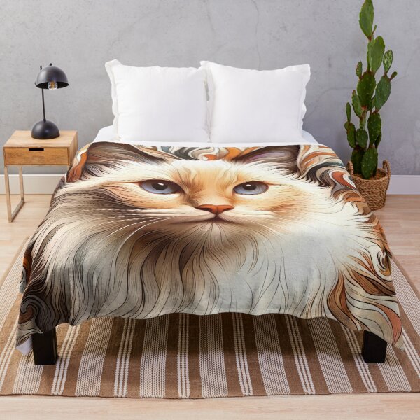 Item preview, Long Haired Flame Point Siamese Cat Portrait designed and sold by CattyCornerPOD.
